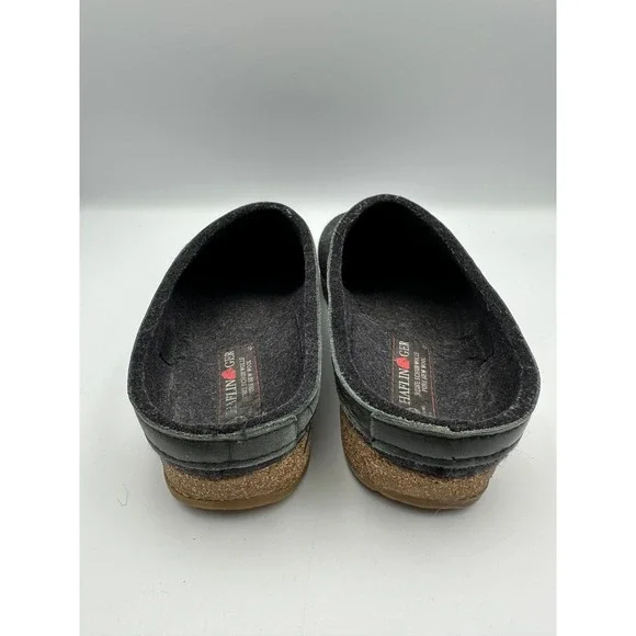 Haflinger Grizzly Wool Clogs Charcoal Grey Cork Sole Leather Shoes W9 M7 EU 40 - Picture 5 of 11